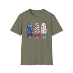 Patriotic Popsicle T-Shirt, Watercolor 4th of July Ice Cream Bow Tee, Cute Summer America Popsicle Shirt, Stars Stripes Coquette Bow Treat Gift Women