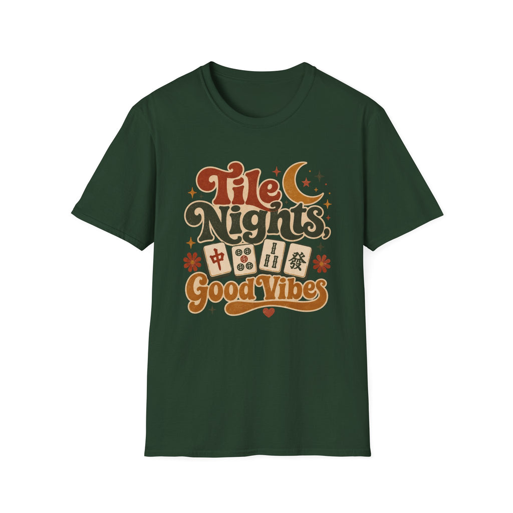 Tile Nights T-Shirt — Mahjong & Game Night Retro 'Good Vibes' Tee