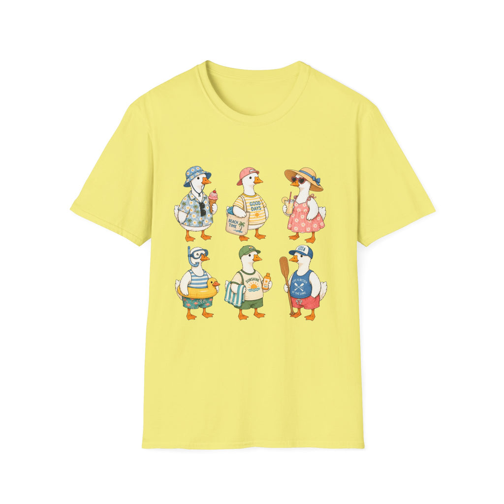 Cute Ducks Beach T-Shirt — Summer Vacation Ducklings Graphic Tee
