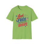 Land of the Free Tee, Because of the Brave Shirt, Patriotic USA Graphic Top, Red White Blue Freedom Outfit T-Shirt