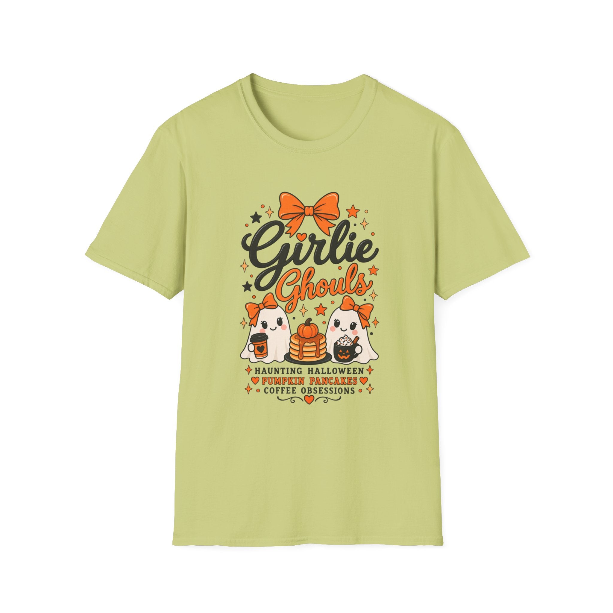 Girlie Ghouls Halloween T‑Shirt — Cute Orange Bow Spooky Graphic Tee