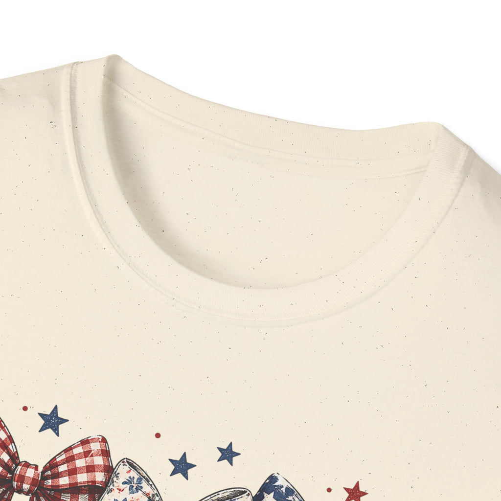 America 250 Years of Freedom Bow Shirt, Coquette Patriotic Trio Bow Tee 1776 2026, 4th of July Women's Vintage Bow T-Shirt, Gingham Stars Floral Patriotic Anniversary Gift