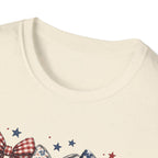 America 250 Years of Freedom Bow Shirt, Coquette Patriotic Trio Bow Tee 1776 2026, 4th of July Women's Vintage Bow T-Shirt, Gingham Stars Floral Patriotic Anniversary Gift