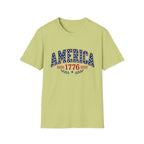 America 1776 Patriotic Tee, USA Heritage Shirt, Red White Blue Graphic Top, Classic American Pride OutfitT-Shirt