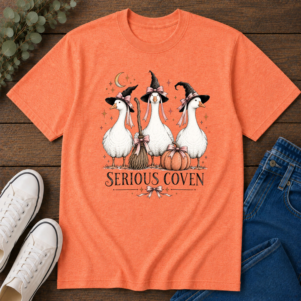 Serious Coven Goose T-Shirt — Cute Witch Geese Halloween Tee