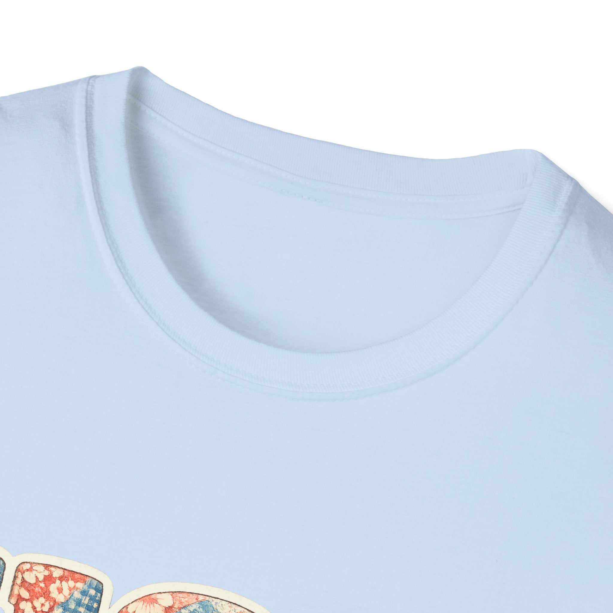 USA Floral Patchwork T-Shirt | Patriotic Block Lettering Graphic Tee, Fourth Of July Vintage Cottagecore Top