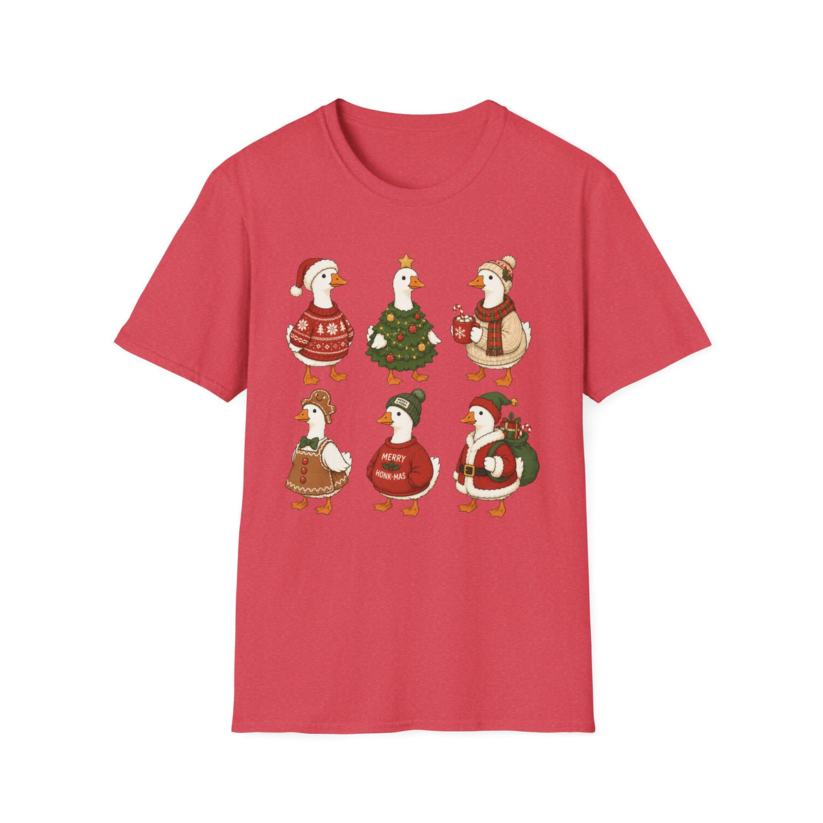 Christmas Geese T-Shirt — Cute Holiday Ducks in Sweaters & Tree Design