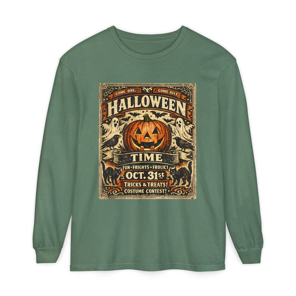 Halloween Time Vintage Jack-O'-Lantern & Ghosts Long Sleeve T-Shirt