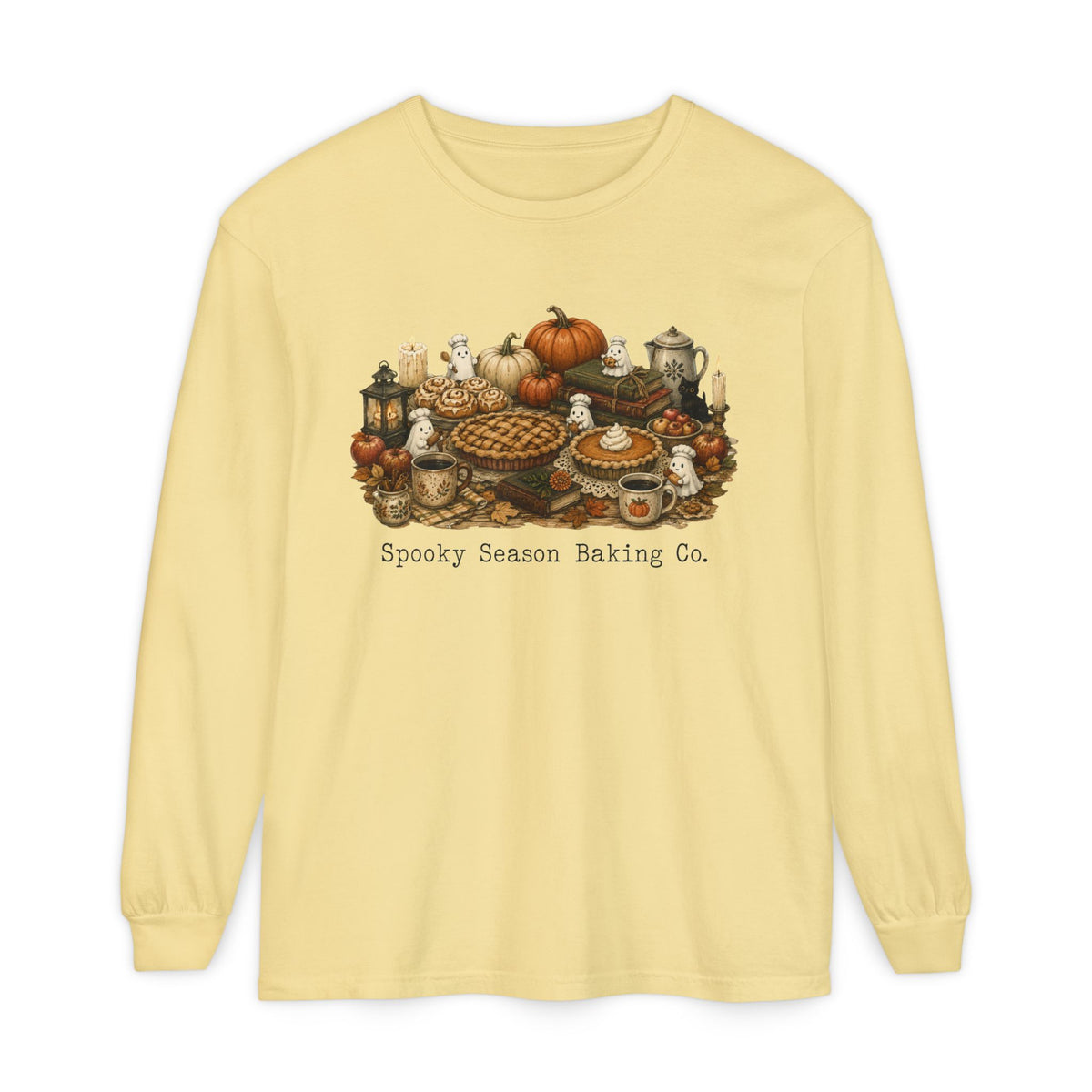 Spooky Season Autumn Baking Crew Cozy Fall Long Sleeve T-Shirt