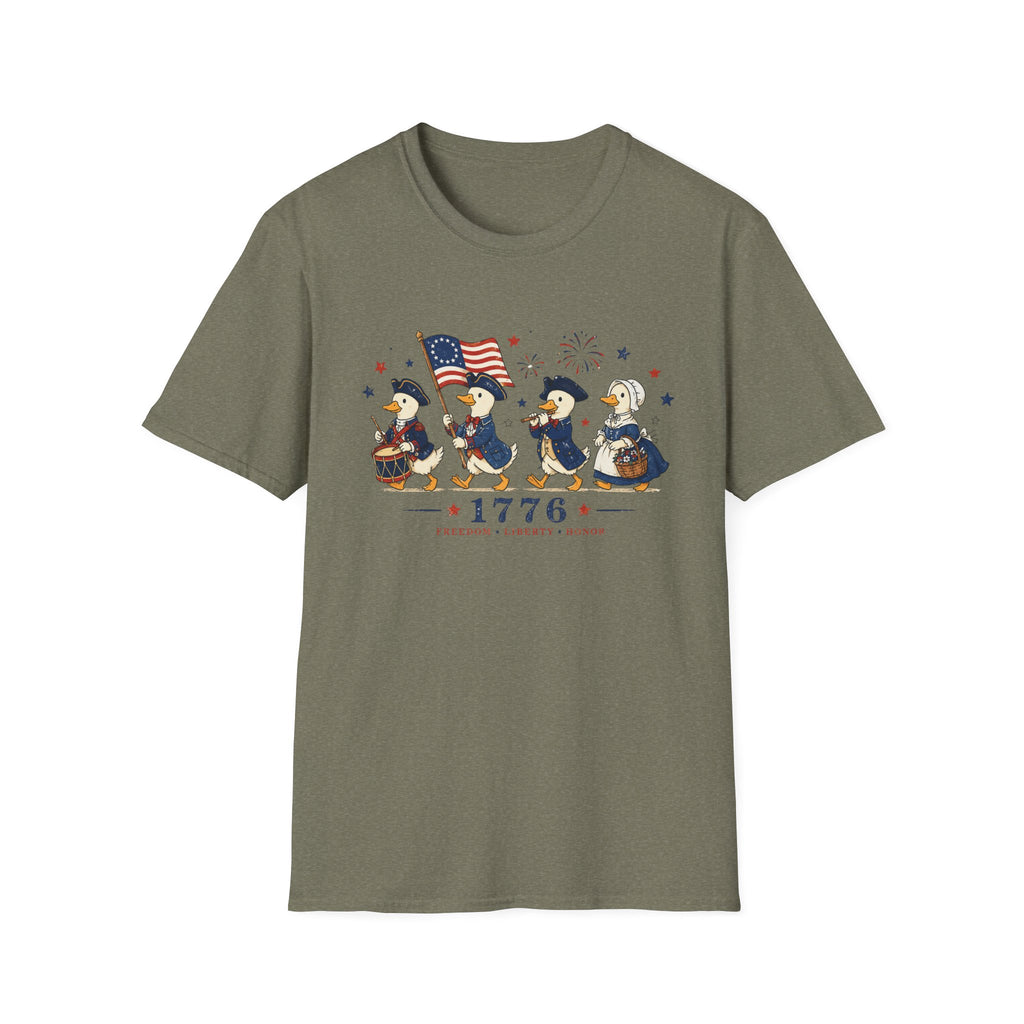 Revolutionary Duck Parade Shirt, Patriotic Duck 1776 T-Shirt, Funny 4th of July Duck Tee, Colonial Duck Marching Band, Freedom Liberty Honor USA Gift