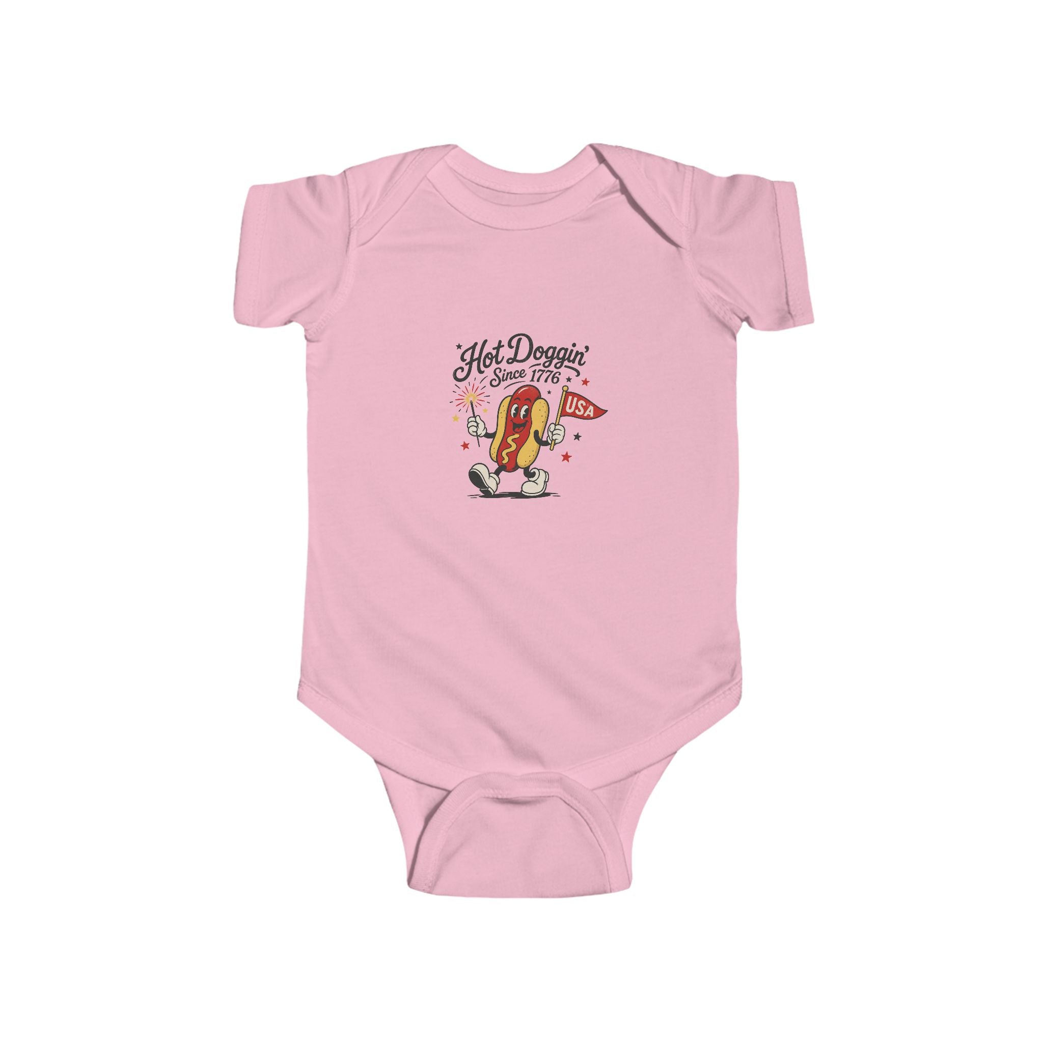 Hot Doggin Since 1985 Baby Onesie, Retro Hot Dog Infant Bodysuit, Funny Cartoon Graphic Outfit, Cute Novelty Baby Wear Infant Fine Jersey Bodysuit