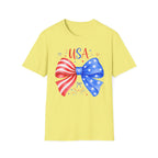 USA Patriotic Bow Tee, Red White Blue Fireworks Shirt, Cute American Pride Graphic Top, Fourth of July Celebration Outfit T-Shirt