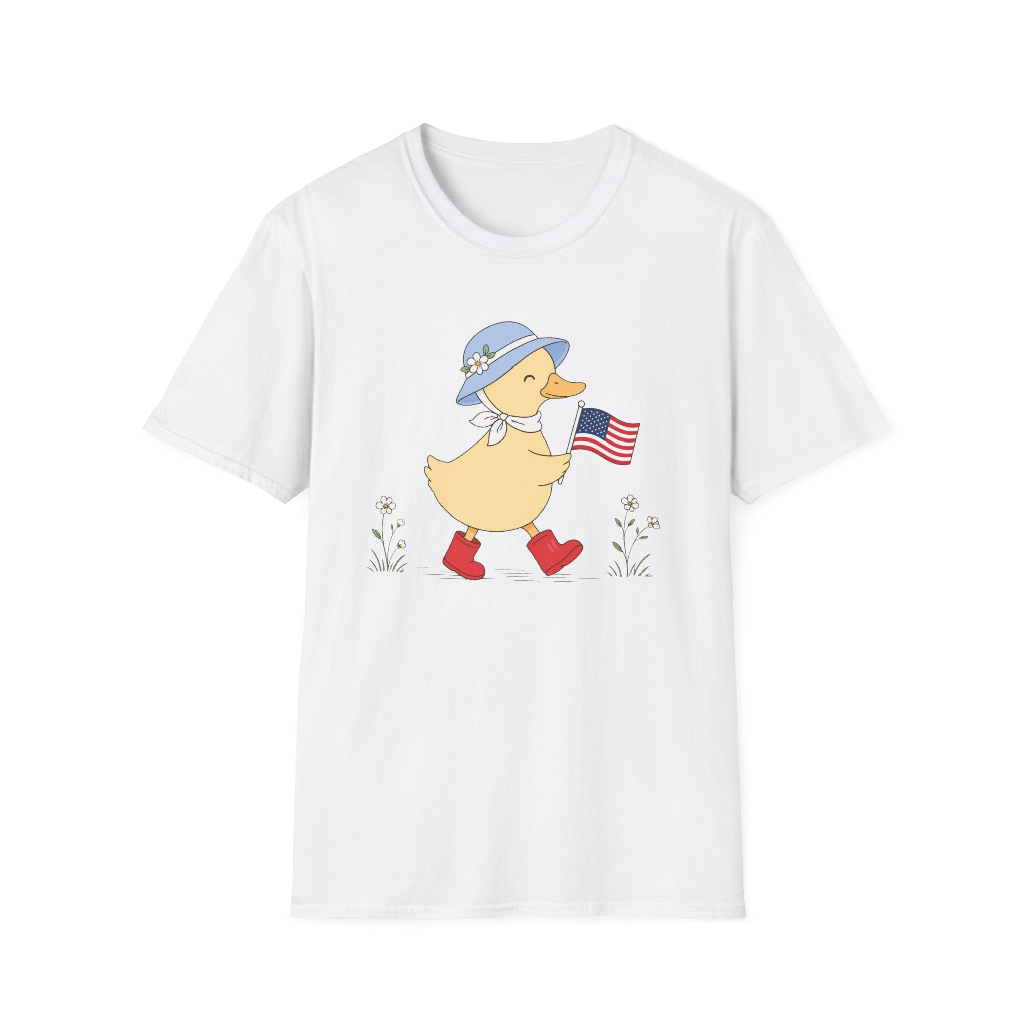 Patriotic Duck T-Shirt, Cute 4th of July Duck Tee, Funny American Flag Duck Shirt, Fourth of July Women Girls Shirt, Cottagecore Patriotic Tee, USA Duck Gift
