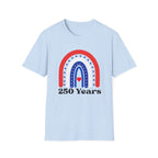 Patriotic Rainbow 250 Years T-Shirt, Boho 4th of July Rainbow Tee, America 250th Anniversary Shirt, Cute USA Rainbow Heart Gift, Independence Day