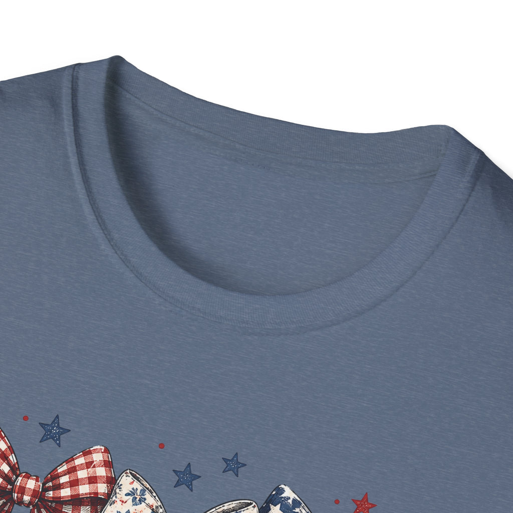America 250 Years of Freedom Bow Shirt, Coquette Patriotic Trio Bow Tee 1776 2026, 4th of July Women's Vintage Bow T-Shirt, Gingham Stars Floral Patriotic Anniversary Gift