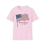 We the People 1776 2026 Waving Flag T-Shirt, Classic Patriotic Flagpole Anniversary Tee, Traditional American Flag 250th Shirt, Gothic Script Constitution