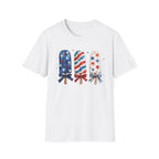 Patriotic Popsicle T-Shirt, Watercolor 4th of July Ice Cream Bow Tee, Cute Summer America Popsicle Shirt, Stars Stripes Coquette Bow Treat Gift Women