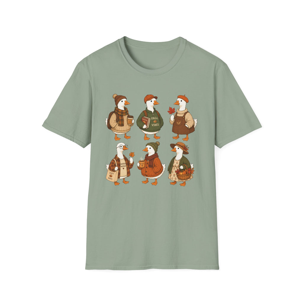 Fall Vibes Goose T-Shirt — Cute Autumn Ducklings Graphic Tee