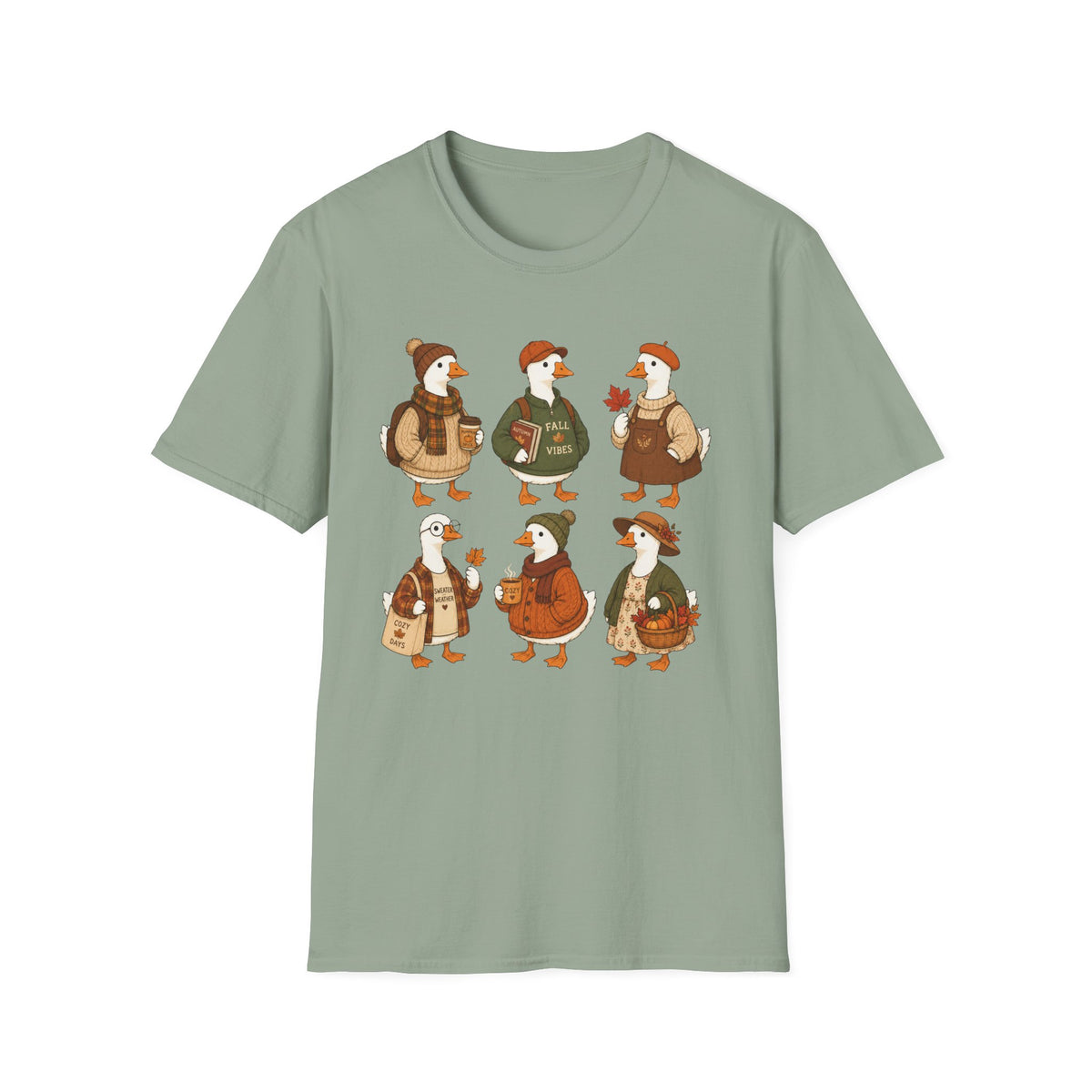 Fall Vibes Goose T-Shirt — Cute Autumn Ducklings Graphic Tee