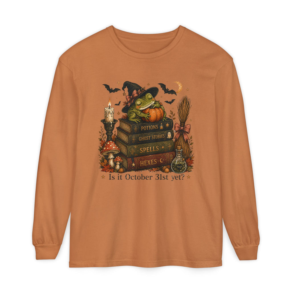 Witch Frog Potions & Ghost Stories Cute Spooky Halloween Long Sleeve T-Shirt