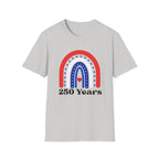Patriotic Rainbow 250 Years T-Shirt, Boho 4th of July Rainbow Tee, America 250th Anniversary Shirt, Cute USA Rainbow Heart Gift, Independence Day