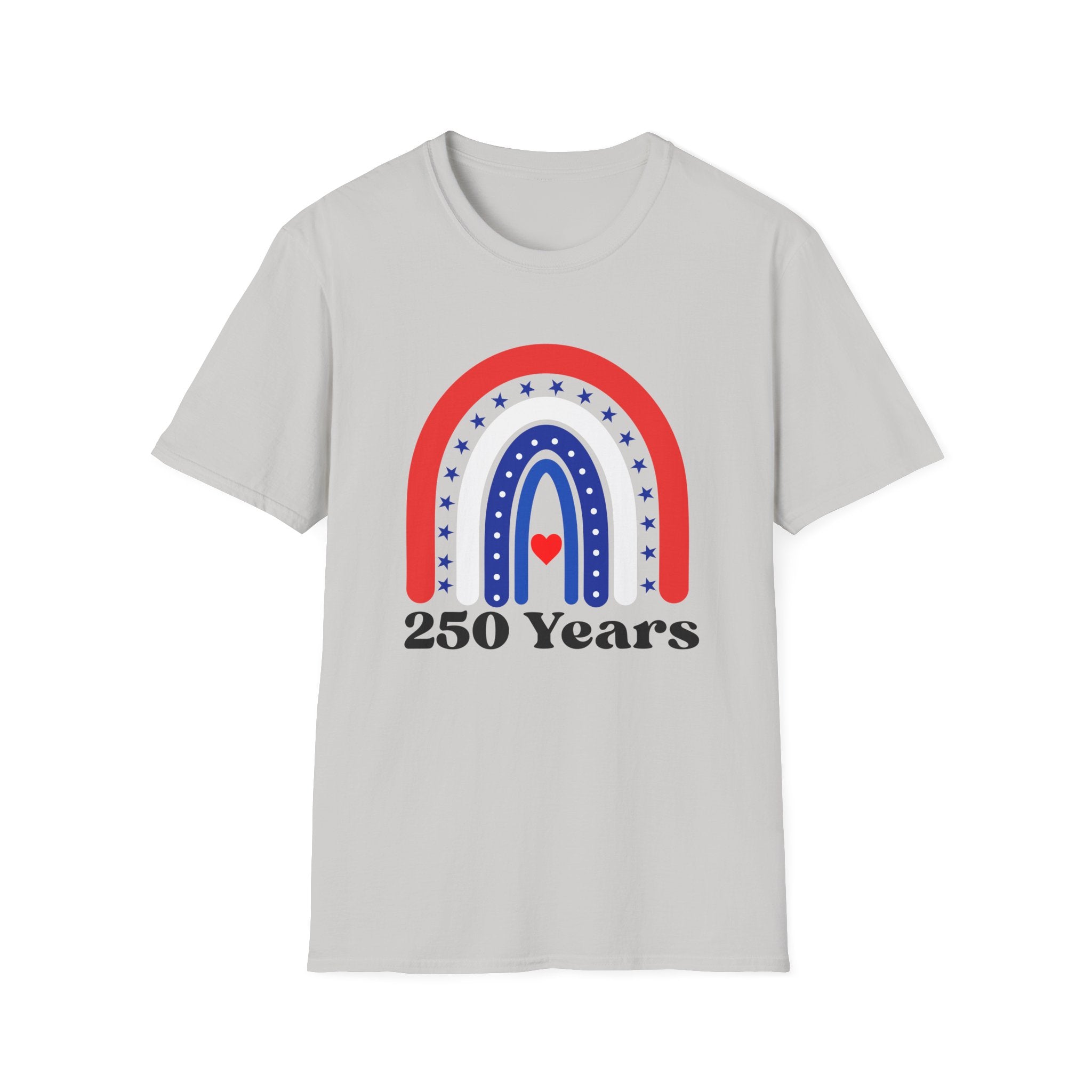 Patriotic Rainbow 250 Years T-Shirt, Boho 4th of July Rainbow Tee, America 250th Anniversary Shirt, Cute USA Rainbow Heart Gift, Independence Day