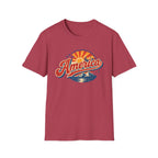 Retro America Shirt 4th of July Vintage Mountain Graphic Tee Sunset Landscape Fourth July Patriotic Stars Nature Lover