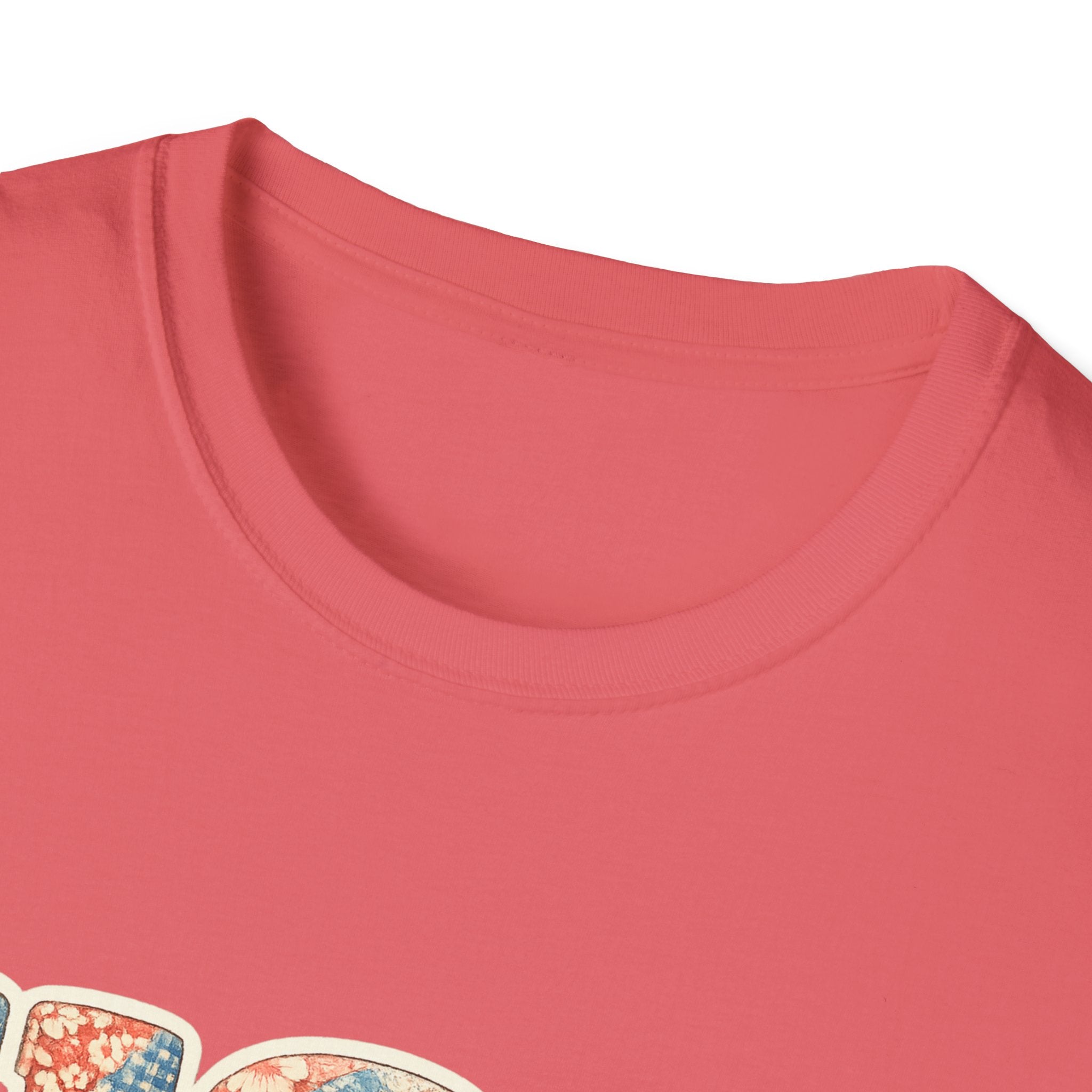 USA Floral Patchwork T-Shirt | Patriotic Block Lettering Graphic Tee, Fourth Of July Vintage Cottagecore Top