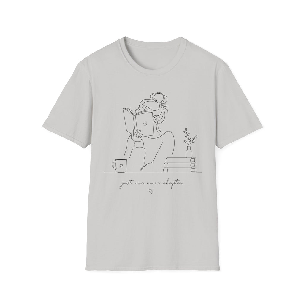 Minimal Line Art Reading Tee — "Just One More Chapter" T-Shirt