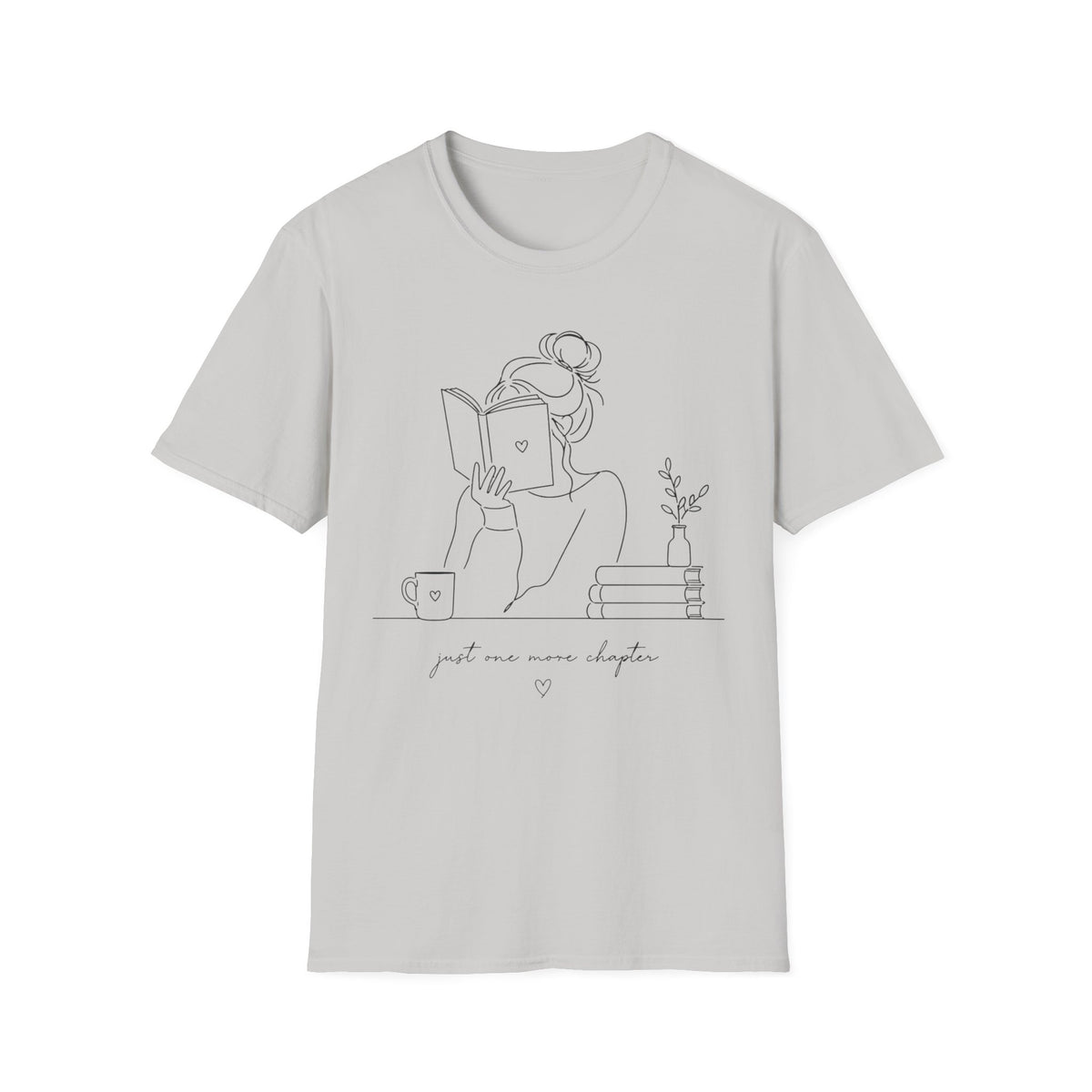 Minimal Line Art Reading Tee — "Just One More Chapter" T-Shirt