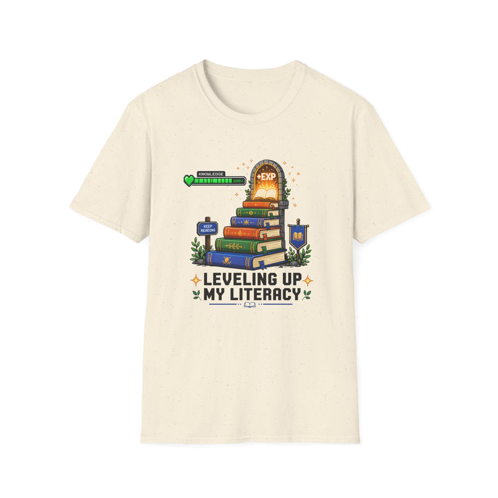 Literacy Level-Up T-Shirt — "Leveling Up My Literacy" Book Gamer Tee