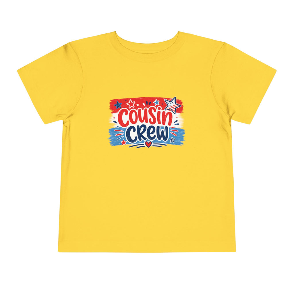 Cousin Crew USA Tee, Patriotic Red White Blue Shirt, Family Matching Star Graphic Top, Fourth of July Celebration Outfit Toddler Short Sleeve Tee