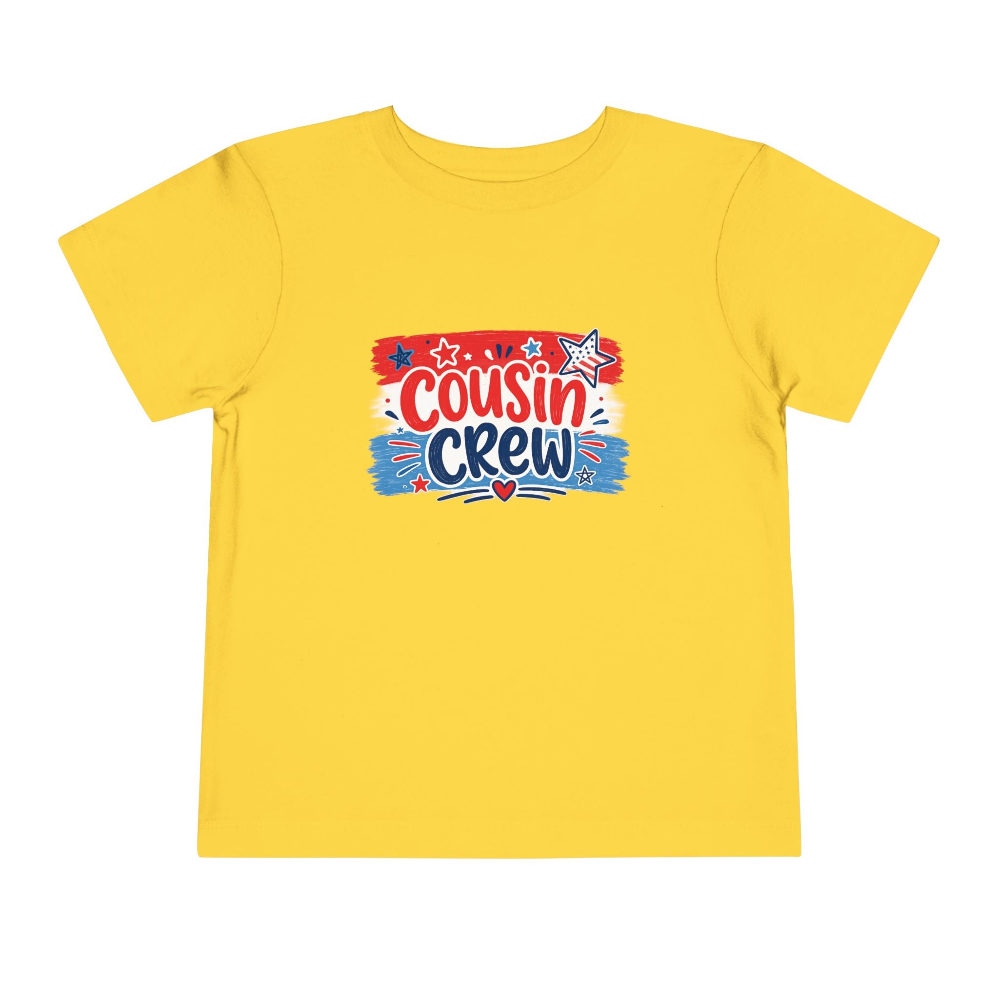 Cousin Crew USA Tee, Patriotic Red White Blue Shirt, Family Matching Star Graphic Top, Fourth of July Celebration Outfit Toddler Short Sleeve Tee