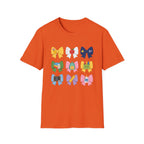 Teacher-themed Bow T-Shirt — Cute School Supply Bows (Apple, A+, Books, Backpack)