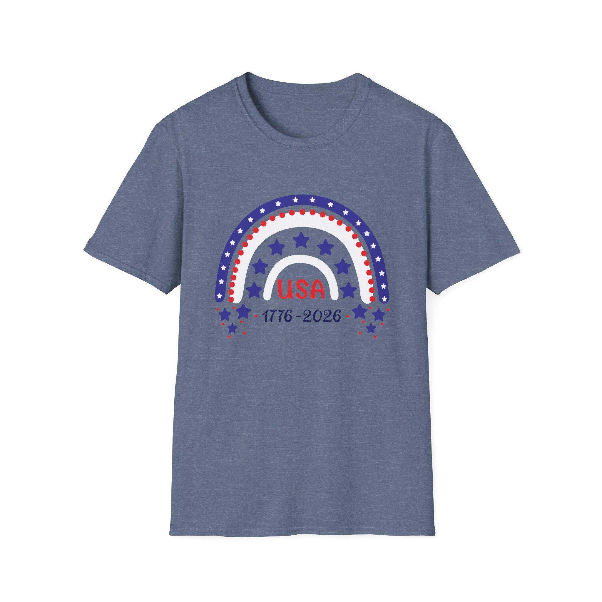USA 1776–2026 Patriotic Rainbow Tee, American Anniversary Shirt, Red White Blue Graphic Top, USA Pride Outfit