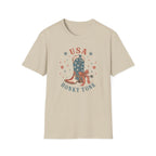 USA Honky Tonk T-Shirt, Patriotic Cowboy Boot Coquette Bow Tee, Country Western 4th of July Shirt, Star Cowgirl Boot America Gift Women, Country Patriotic Concert Tee