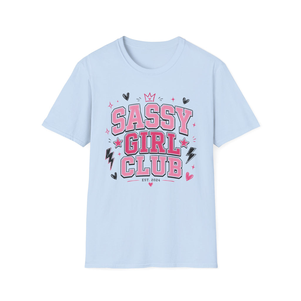 Sassy Girl Club Tee — Pink Cheerful Graphic T-Shirt