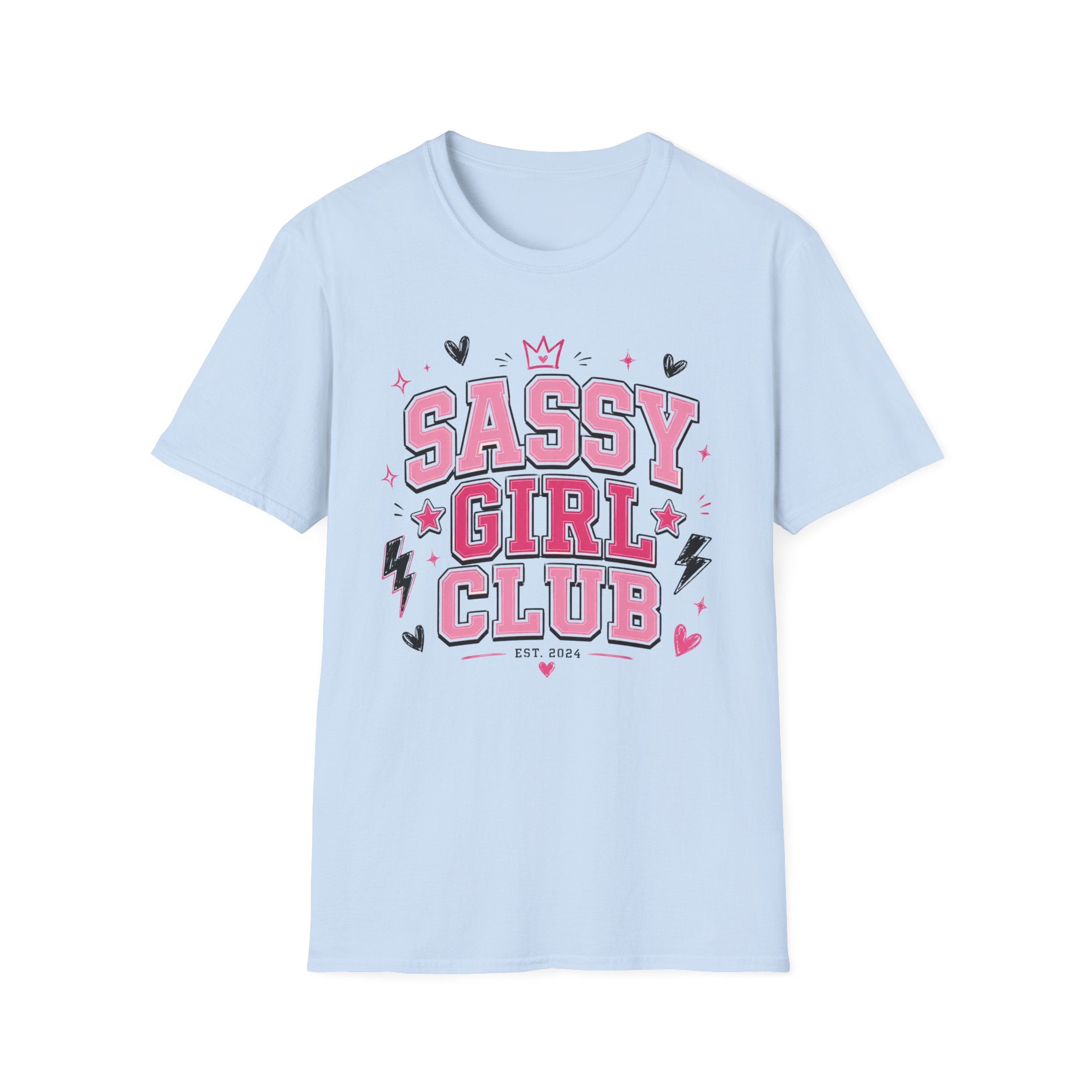 Sassy Girl Club Tee — Pink Cheerful Graphic T-Shirt