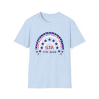 USA 1776–2026 Patriotic Rainbow Tee, American Anniversary Shirt, Red White Blue Graphic Top, USA Pride Outfit