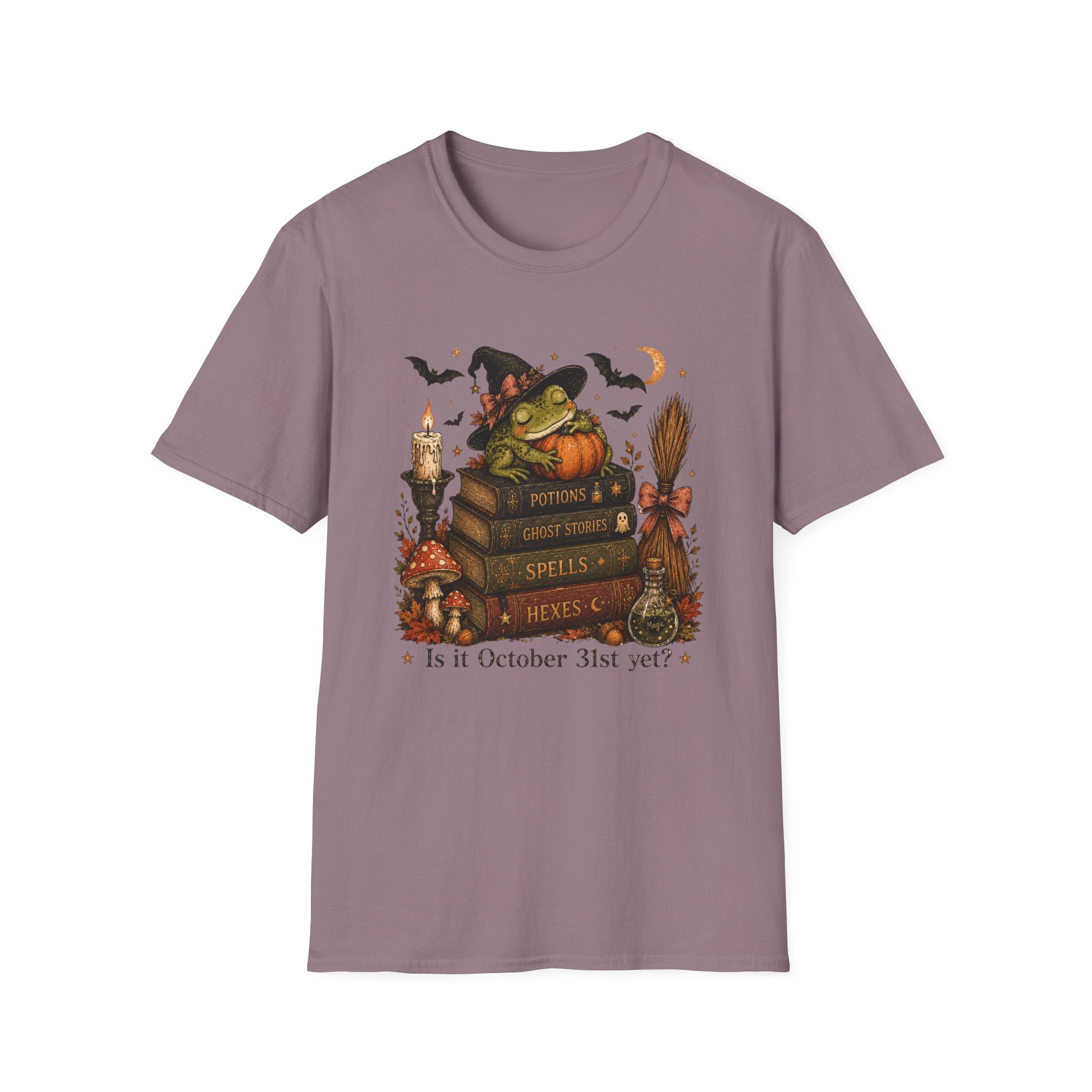 Witch Frog Halloween T‑Shirt — 'Potions & Ghost Stories' Cute Spooky Tee
