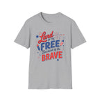 Land of the Free Tee, Because of the Brave Shirt, Patriotic USA Graphic Top, Red White Blue Freedom Outfit T-Shirt