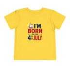 Born on the 4th of July Tee, Patriotic Birthday USA Shirt, Red White Blue Cupcake Graphic Top, Independence Day Celebration Outfit Toddler Short Sleeve Tee