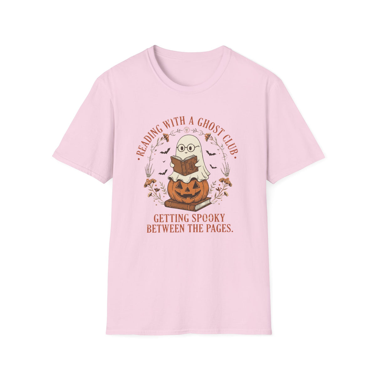 Reading With a Ghost Club T-Shirt — Cute Spooky Book Lover Tee