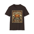 Vintage Halloween Pumpkin T-Shirt — "Halloween Time" Retro Poster Tee