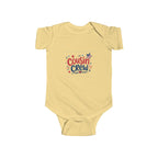 Cousin Crew Baby Onesie, Patriotic Red White Blue Infant Bodysuit, Cute USA Family Graphic Outfit, Fourth of July Celebration Wear Infant Fine Jersey Bodysuit