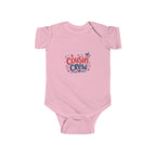 Cousin Crew Baby Onesie, Patriotic Red White Blue Infant Bodysuit, Cute USA Family Graphic Outfit, Fourth of July Celebration Wear Infant Fine Jersey Bodysuit