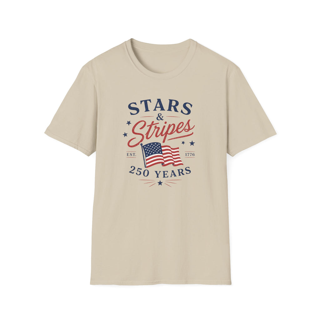 Stars and Stripes 250 Years Tee, EST 1776 USA Shirt, Red White Blue Flag Graphic Top, Patriotic American Heritage Outfit T-Shirt
