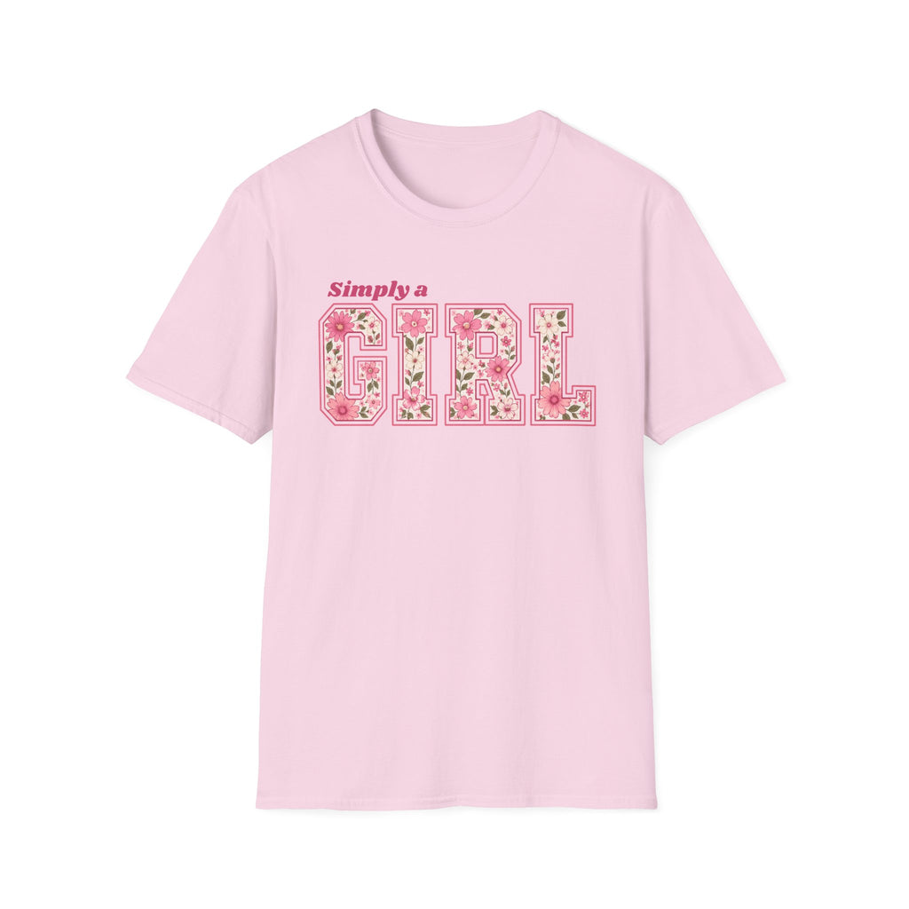 Simply a Girl Floral T-Shirt — Feminine Pink Blossom Graphic Tee