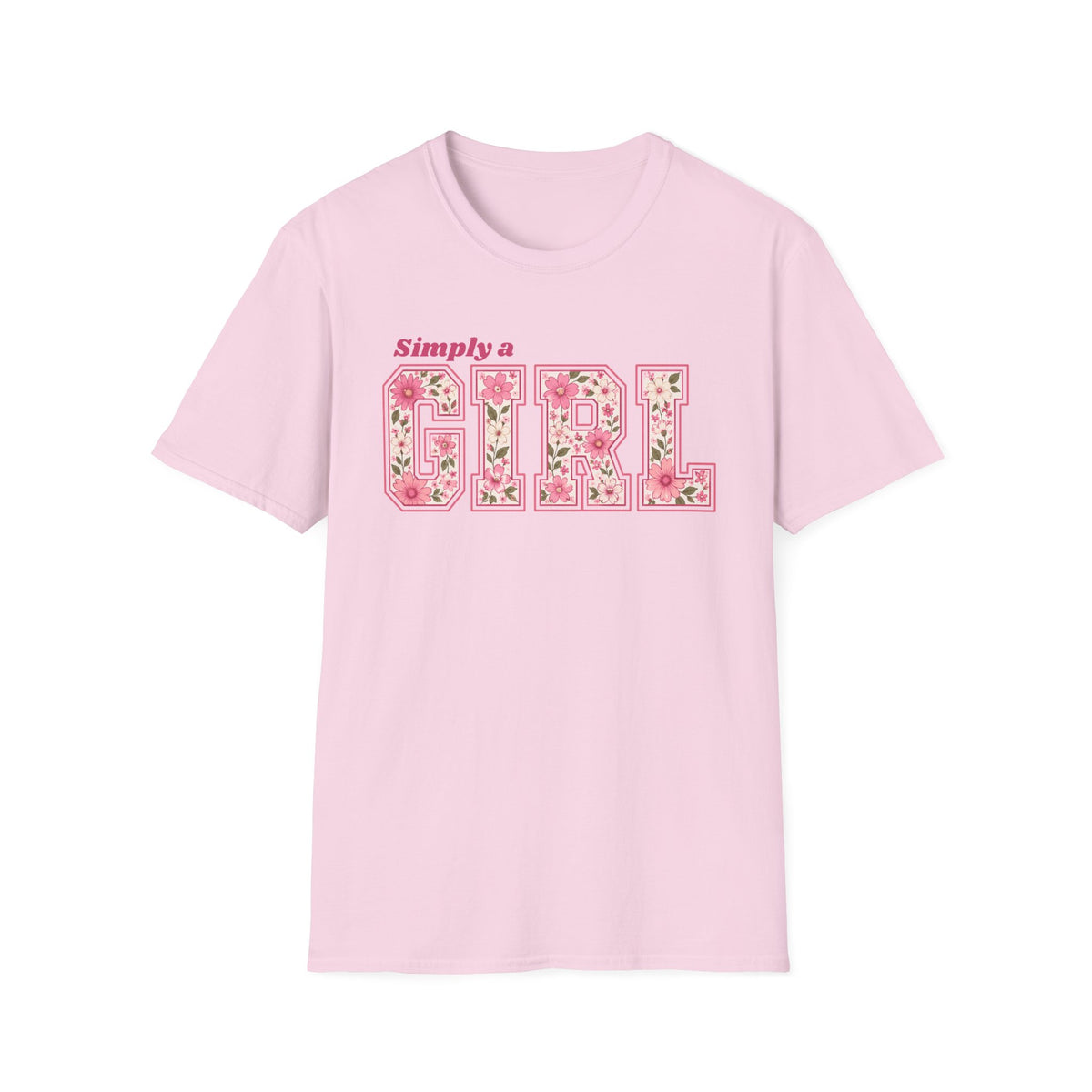 Simply a Girl Floral T-Shirt — Feminine Pink Blossom Graphic Tee