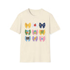 Teacher-themed Bow T-Shirt — Cute School Supply Bows (Apple, A+, Books, Backpack)